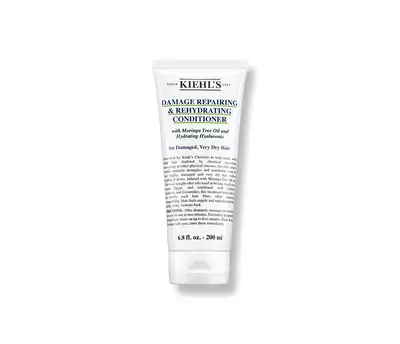A tube of Kiehl's Damage Repairing & Rehydrating Conditioner for damaged, very dry hair, 6.8 fl oz.