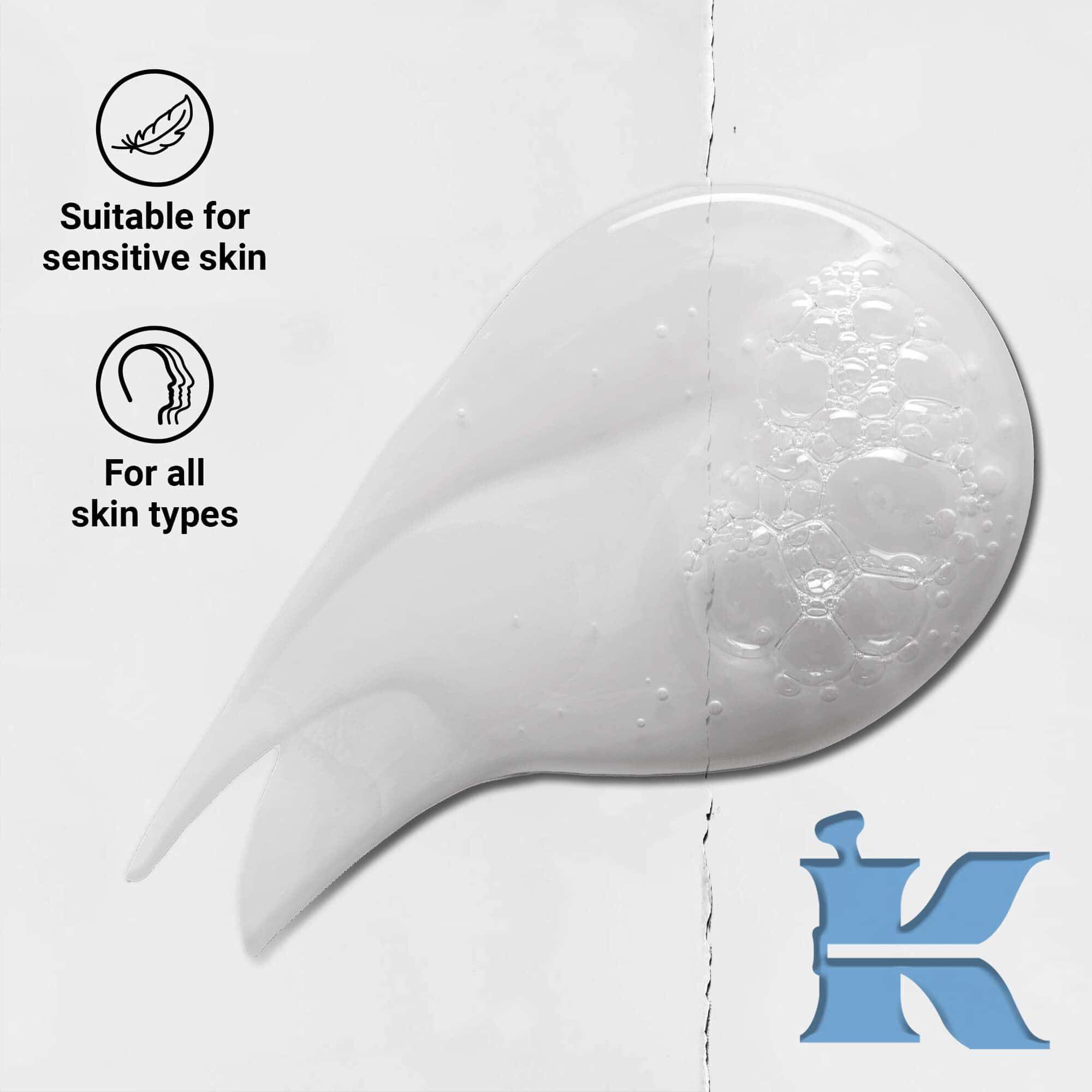 Bilde av Kiehl's Ultra Facial Cleanser-tekstur med ikoner: for alle hudtyper og sensitiv hud