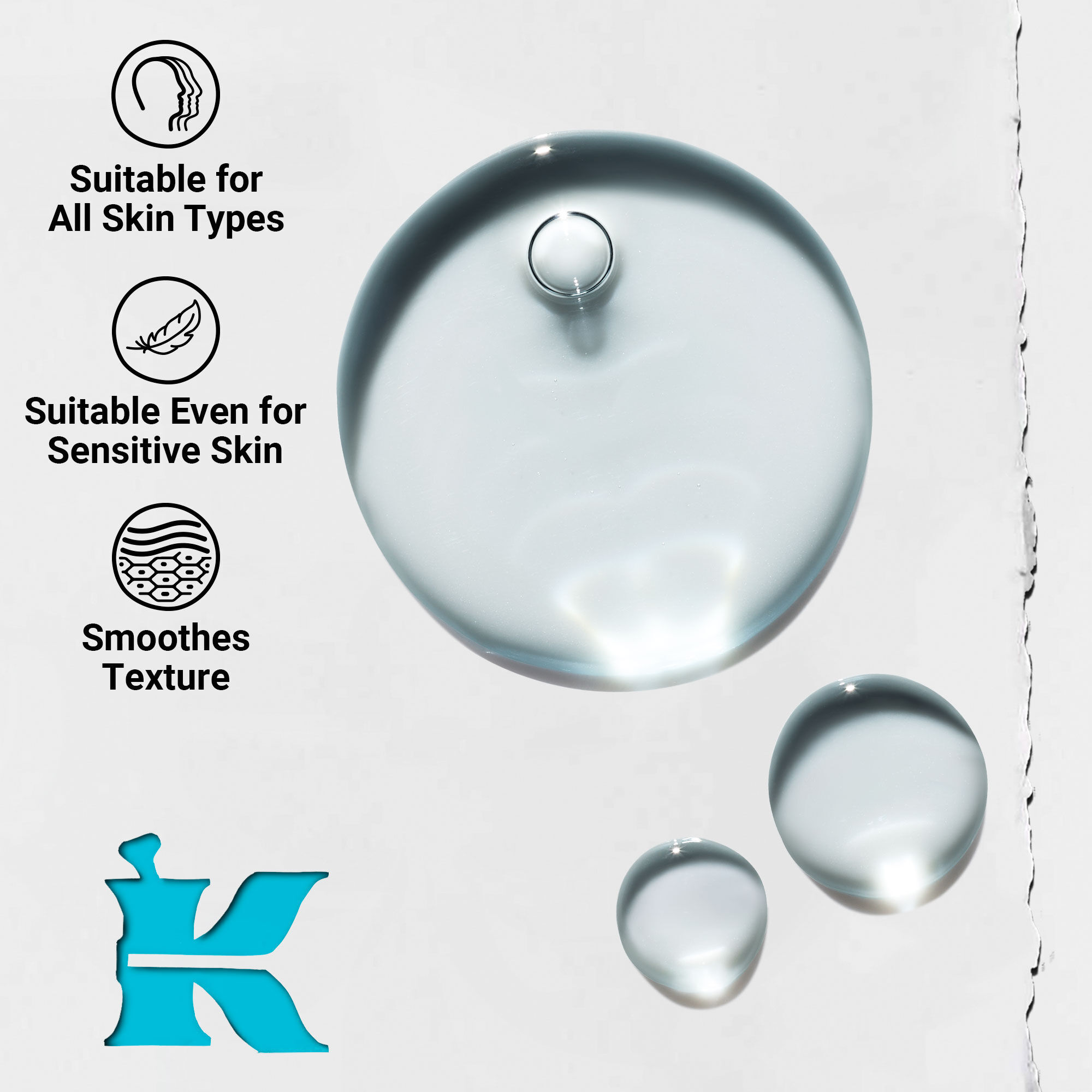 Naerbilde av Clearly Corrective Triple Acid Peel-tekstur som viser klare vaeskedråper og bobler.