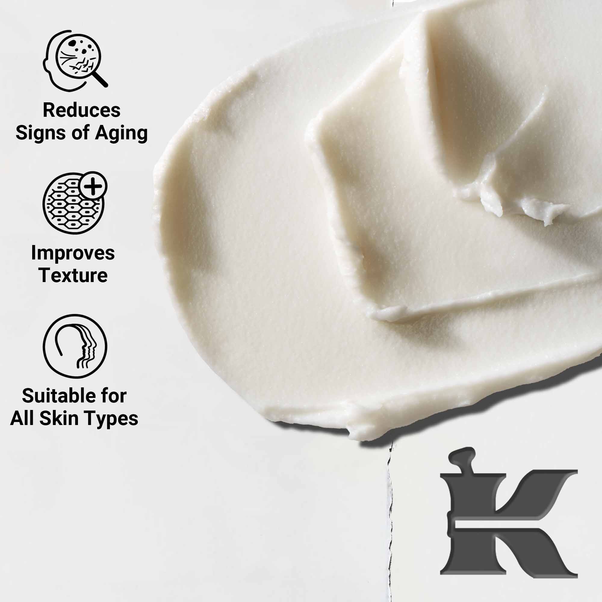 Naerbilde av Age Defender Eye Repair-tekstur; reduserer alderstegn, forbedrer tekstur, passer for alle hudtyper.