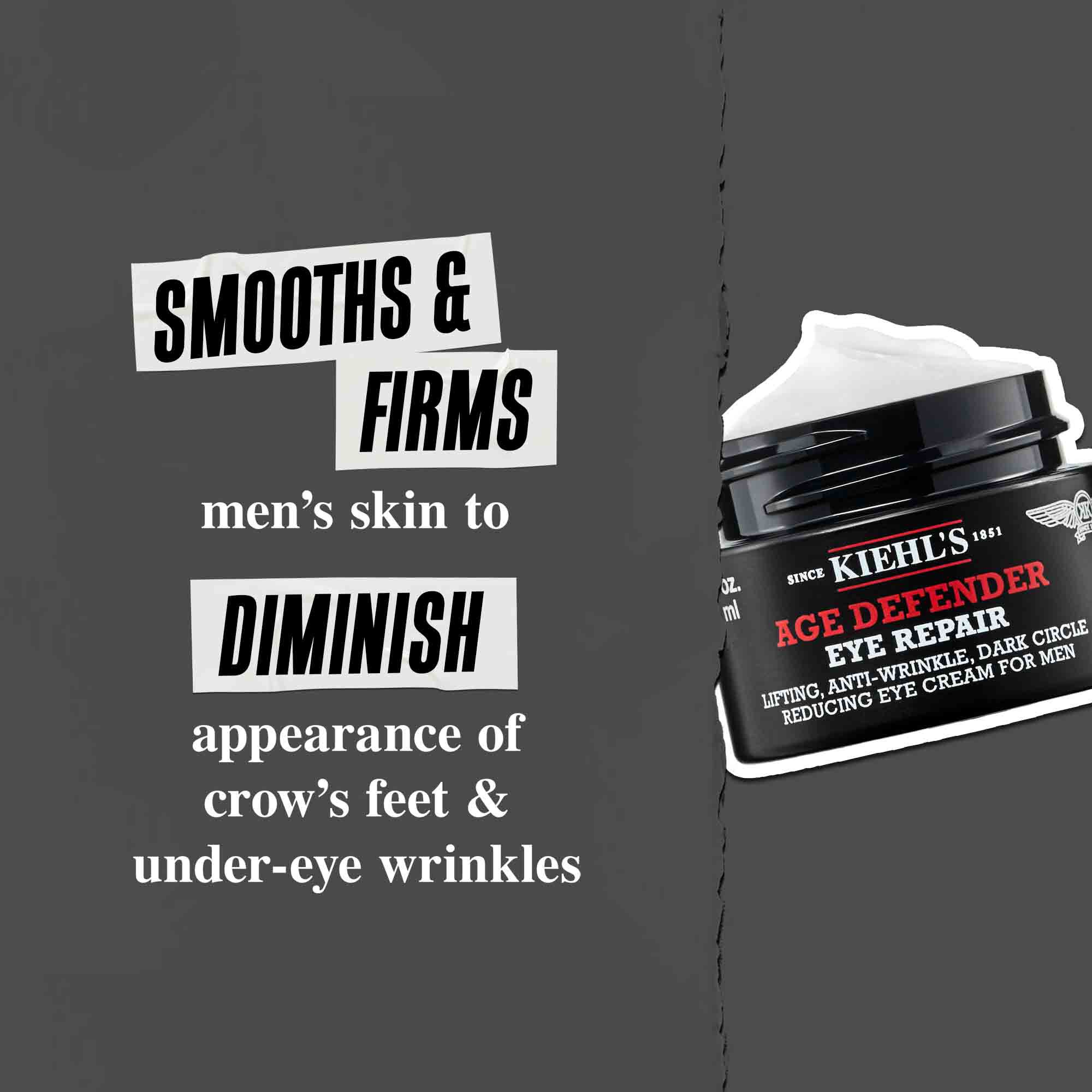 Age Defender Eye Repair: Glatter ut og strammer opp mannens hud for å redusere synligheten av smilerynker og rynker under øynene.