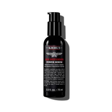 En 75 ml flaske med Kiehl's Age Defender Power Serum mot en hvit bakgrunn.