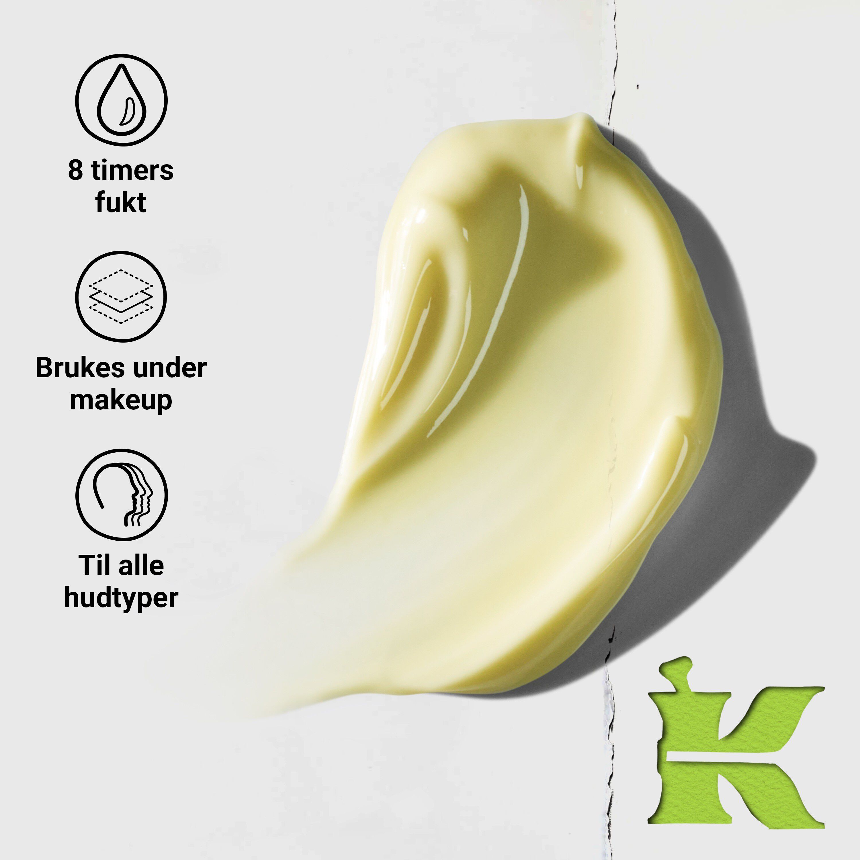 Blinkende modell med en krukke Kiehl's Creamy Eye Treatment with Avocado som dekker det ene øyet